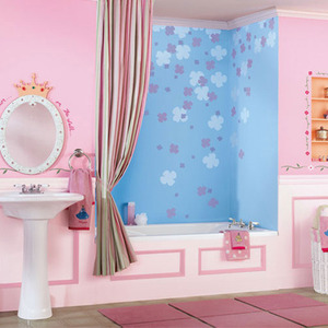 핑크컬러 여자아이 욕실